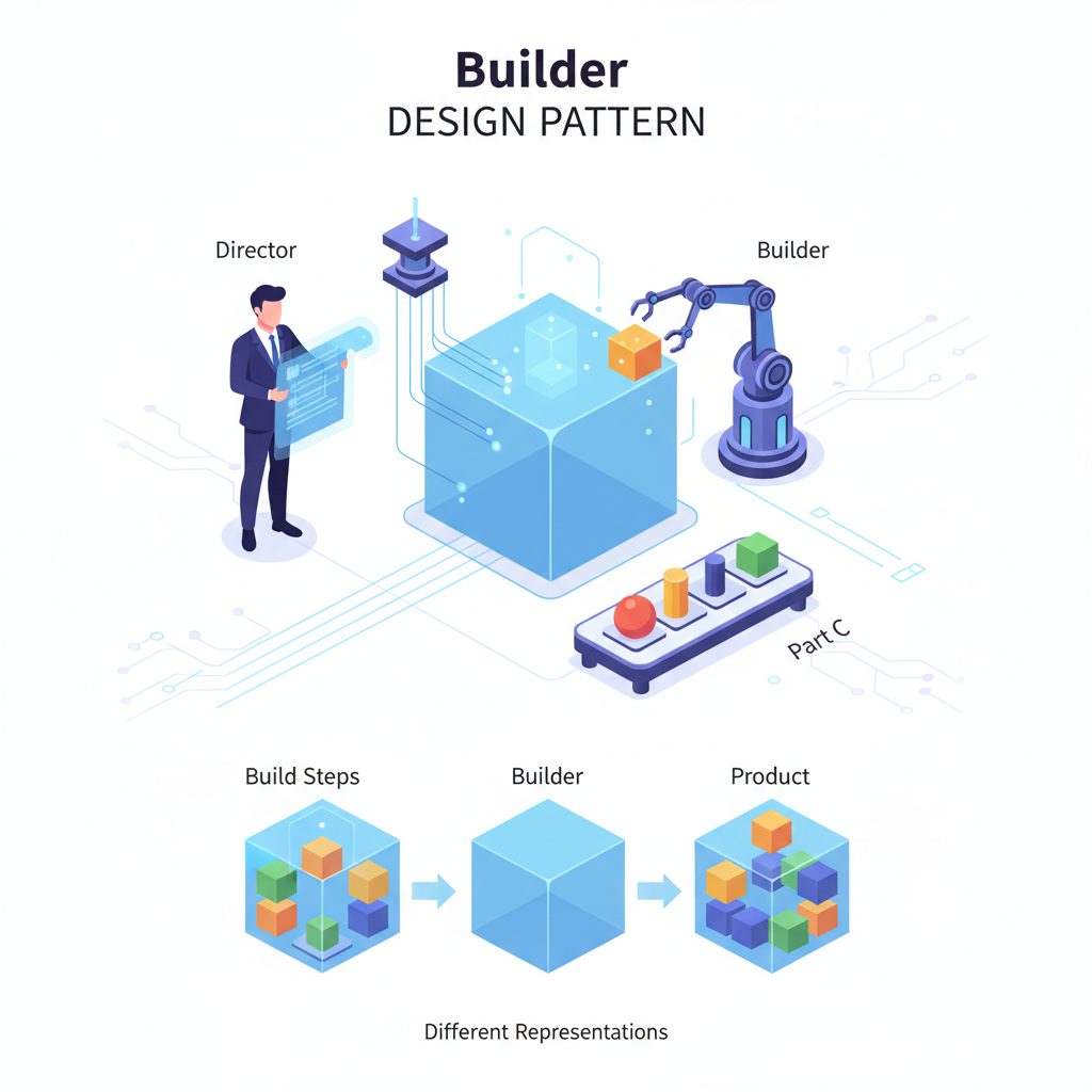 Ilustración conceptual del Patrón de Diseño Builder.