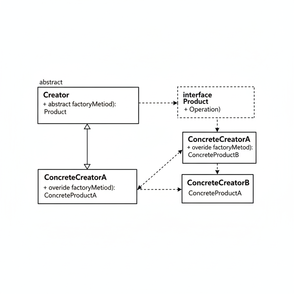 Diagrama de clases UML del Patrón Factory Method.