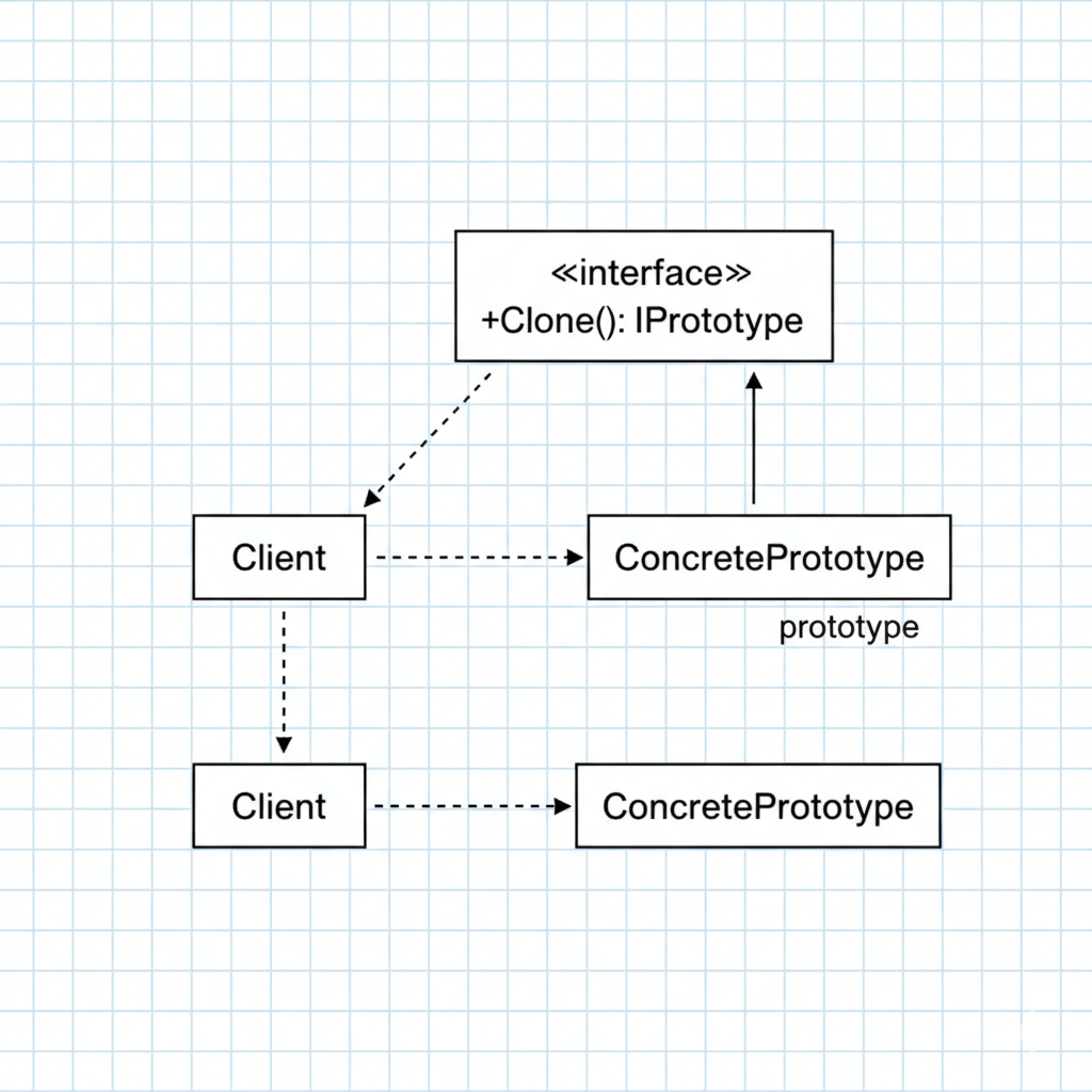 Diagrama de clases UML del Patrón Prototype.